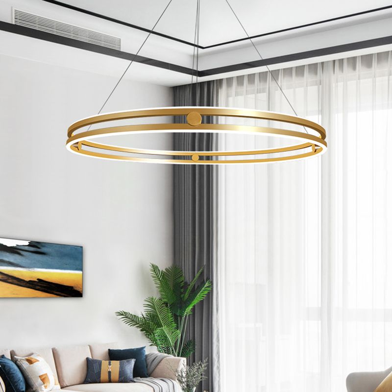 Contemporary Simple LED Hanging Pendant Light Silicone Linear Chandelier for Living Room