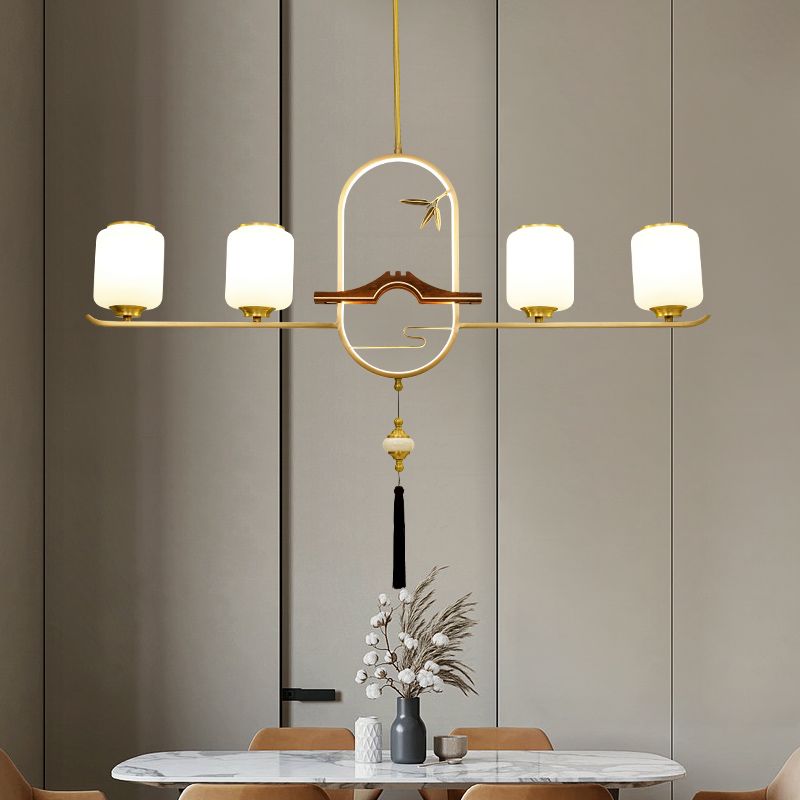 Moderne hanglampcilinder Witglas eiland hanglampen voor kookeiland