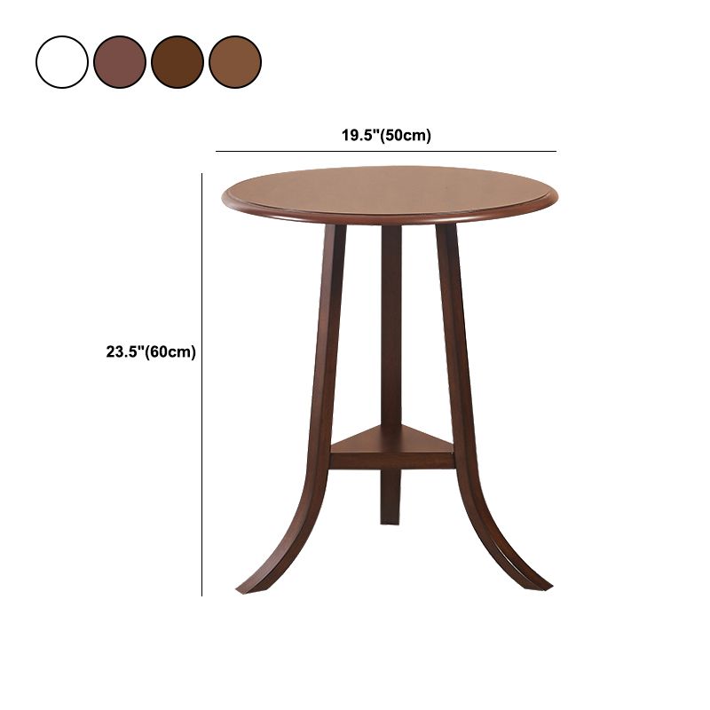 Traditional Wooden Round Top Side Table 3 Legs End Table with Shelf