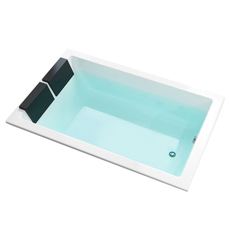 Rectangle Modern White Embedded Bathtub Acrylic with Drain Bath Tub and Overflow Hole