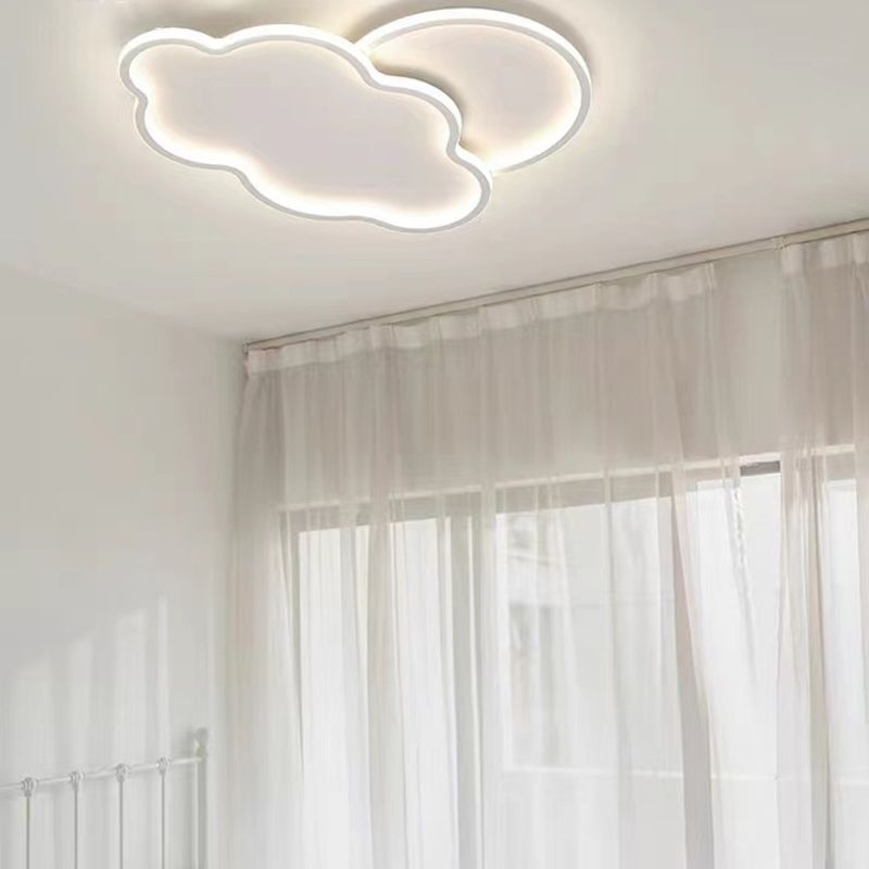 Modern LED Metal Flush Mount Cloud Shape Ceiling Light with Plastic Shade for Living Room