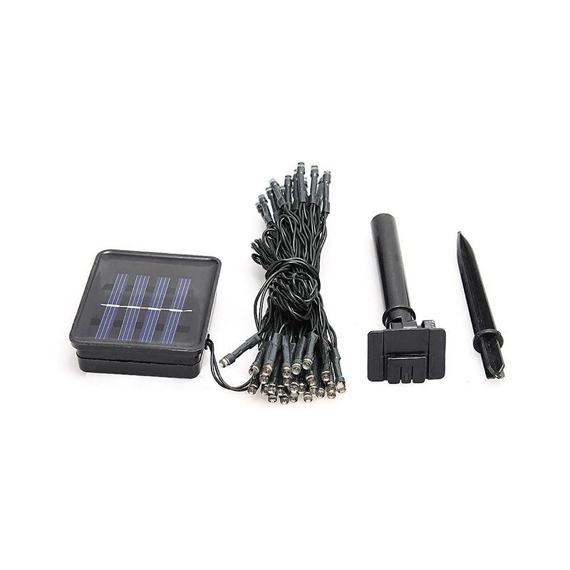 Bead Shape Fairy Lighting Artistic Plastic 50 Bulbs 23ft Black Solar LED String Light