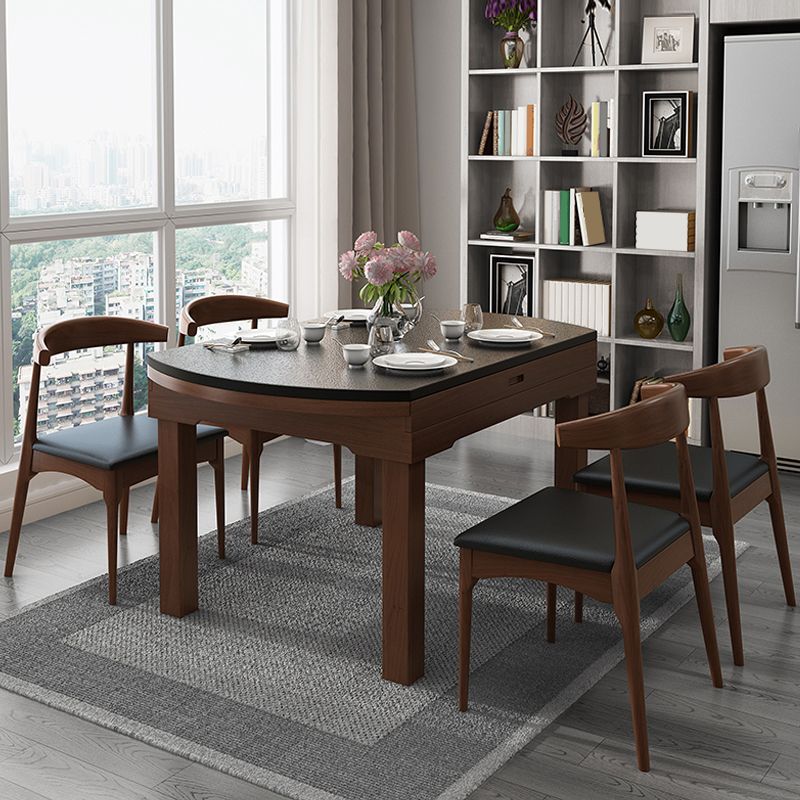Contemporary Kitchen Dinner Table Extendable Wood Dining Table