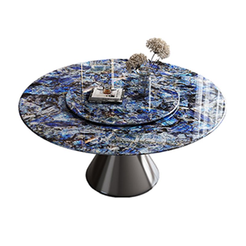 Metal Pedestal Dining Table Round Stone Top Dining Table for Dining Room