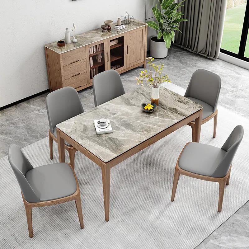 Rectangle Stone Top Dining Table Mid-Century Dining Table for Dining Room