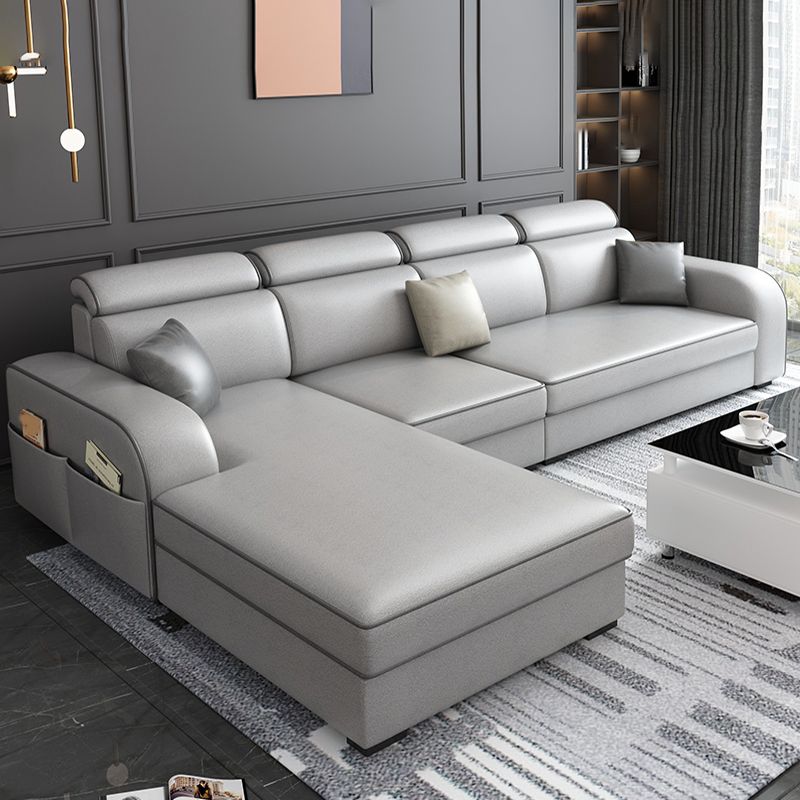 Square Arm Sectional Sofa with Storage Adjustable Sectionalfor 4 People