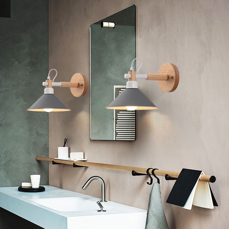 Metal Funnel Wall Sconce Single Head Nordic Style Wall Light for Restaurant Bedroom