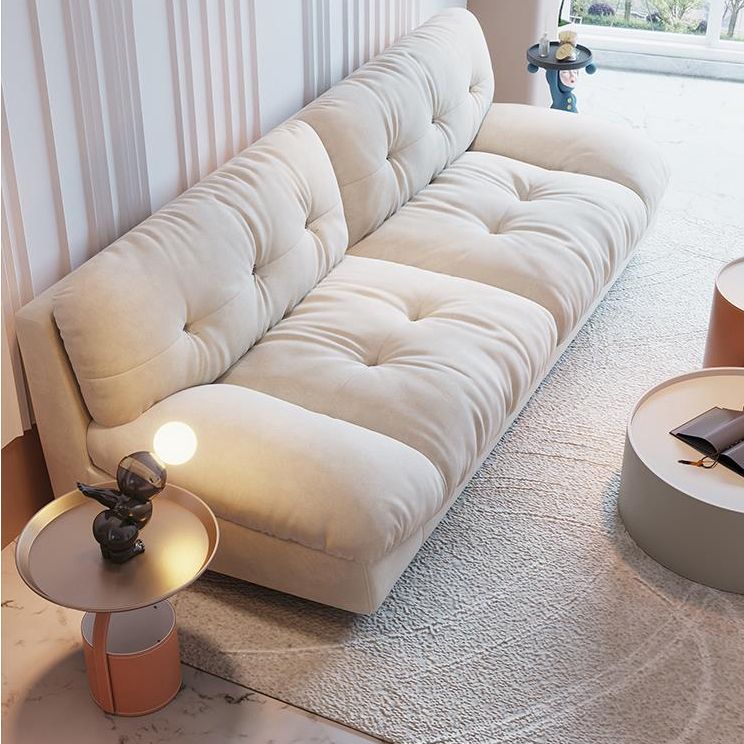 Modern White Tufted Sofa & Chaise 29.92" H Velvet Armless Sofa