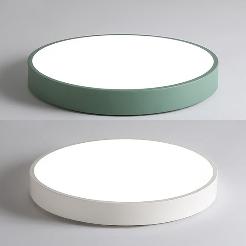 Round Shape Ceiling Lamp Modern Macaroon Iron 1 Light Flush Mount for Balcony Corridor