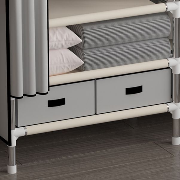 Metal Frame Wardrobe Armoire Contemporary Style Wardrobe Cabinet with Drawers