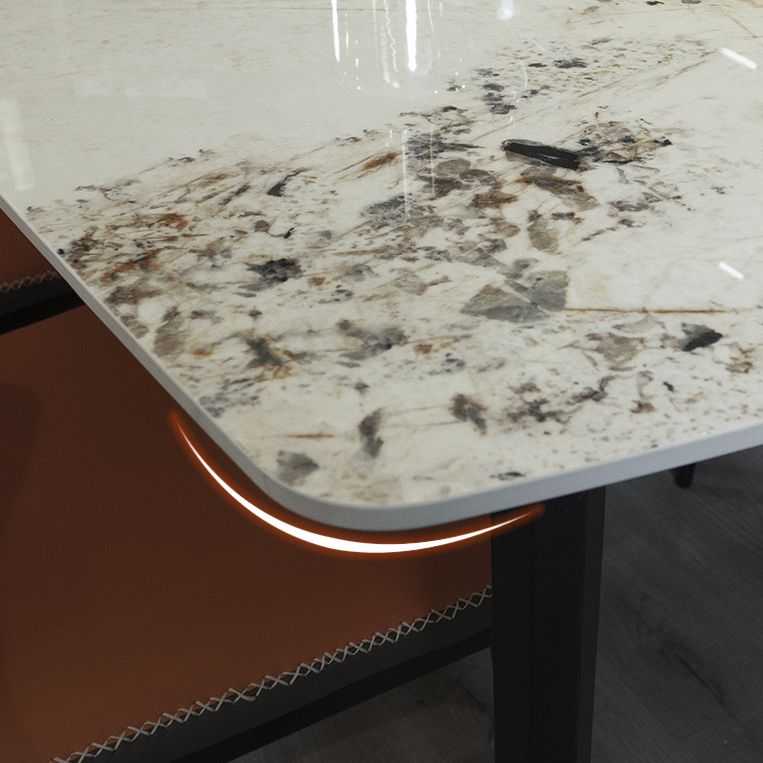 Tavolo da pranzo in pietra sinterizzato moderno beige tavolo da pranzo a forma di rettangolo con 4 gambe
