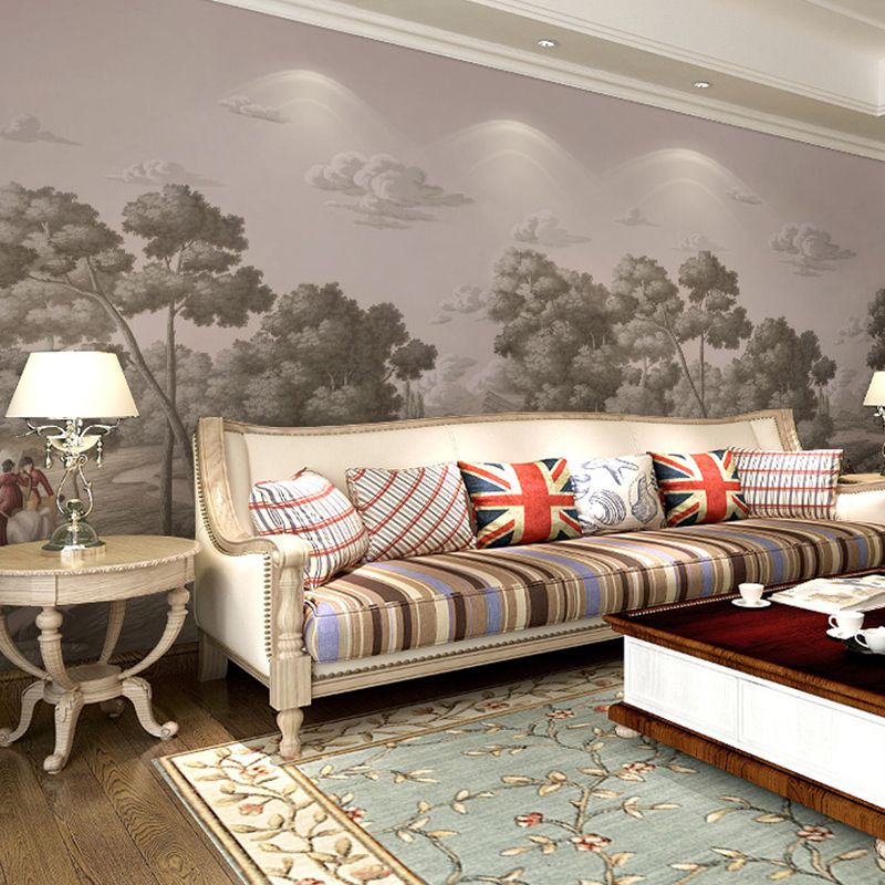 Nordic Wall Decor Grey Spring Hunting Full Size Mural Wallpaper, Custom-Made