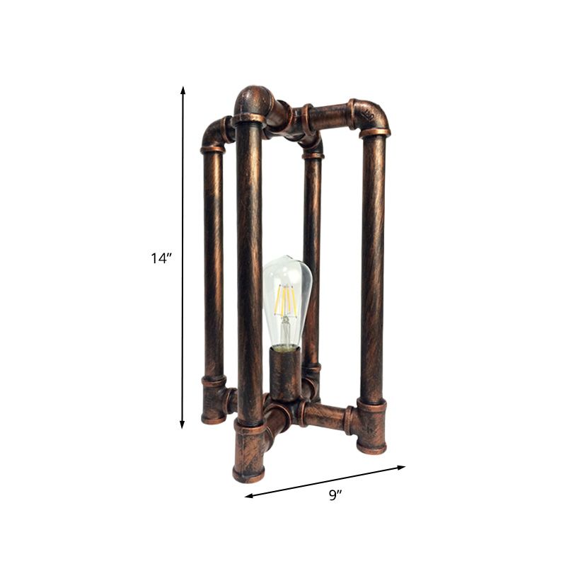Fer Rust Task Lighting Cross Pipe 1 tête lampe de nuit industrielle avec cordon plug-in pour restaurant