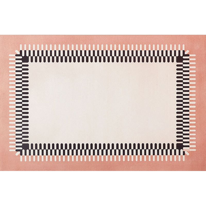 Pink Geometric Pattern Rug Polyester Modern Rug Pet Friendly Washable Non-Slip Area Rug for Living Room