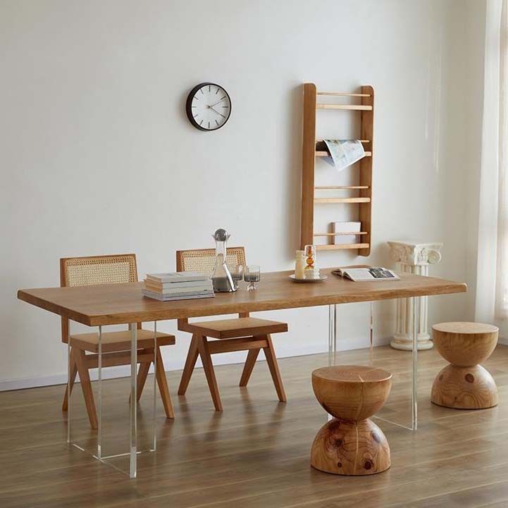 Industrial Double Pedestal Dining Table Pine Wood Table for Dining Room