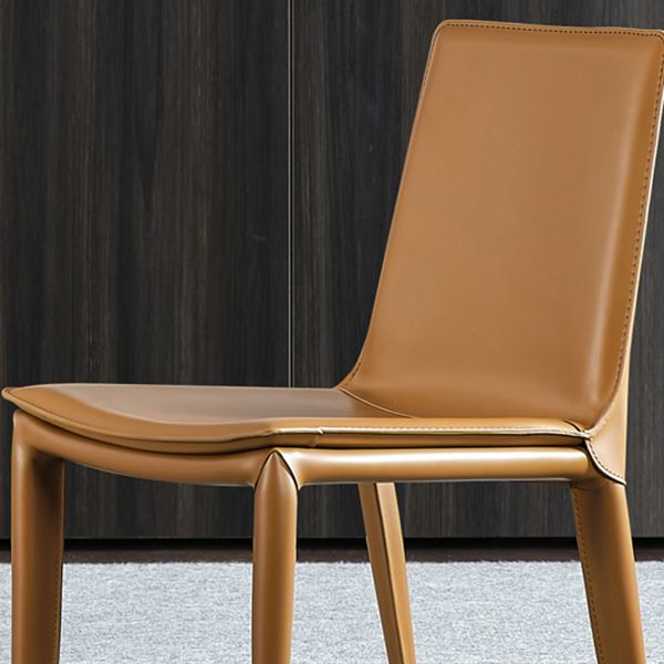 Sillas de cuero de diseño simple, silla lateral con respaldo sólido para comedor (juego de 2)
