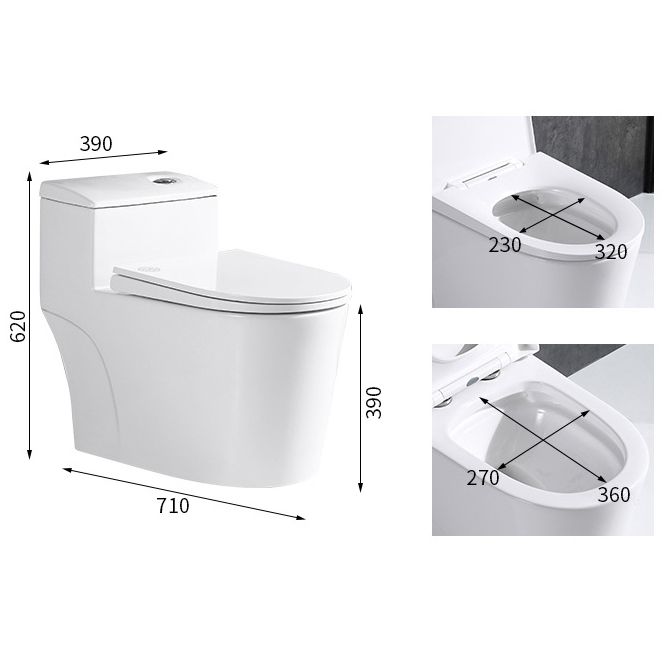 Traditional One Piece Toilet Floor Mounted White Toilet Bowl with Seat for Washroom