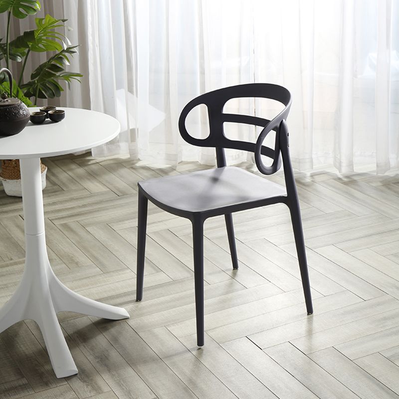 Scandinavian Arm Dining Chairs Plastic Low Back Dining Side Chair for Home