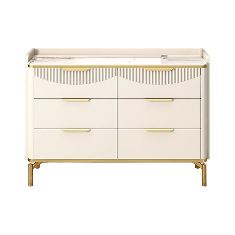 Glam White Storage Chest Bedroom Stone Chest with Metal Legs