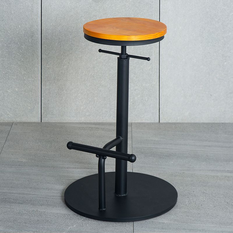 Metal Adjustable Height Bar Stool Industrial Armless Bar Stool with Footrest