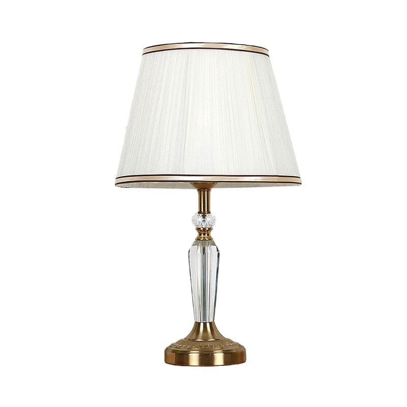 Lampada da tavolo con paralume a botte Modernista in tessuto 1 testa Lampada da lettura bianca per soggiorno