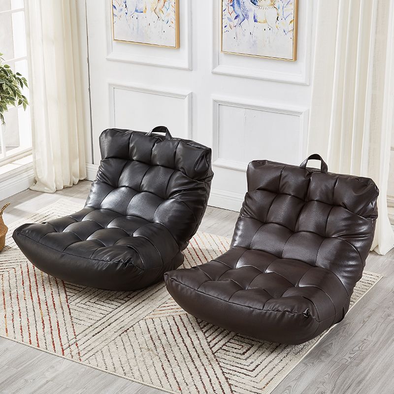 Scandinavian Style Single Sofa Chair PU Leather Fixed Backed Armless Chair