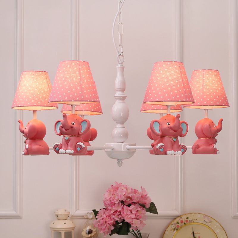Elephant Child Room Chandelier Light Resin Kids Style Pendant Light Fixture with Empire Shade