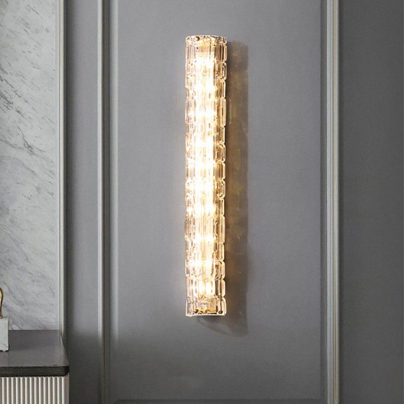 Half Cylinder Shade Glass Wall Sconce Modern 1 Light Wall Mount Light Fixture in Brass