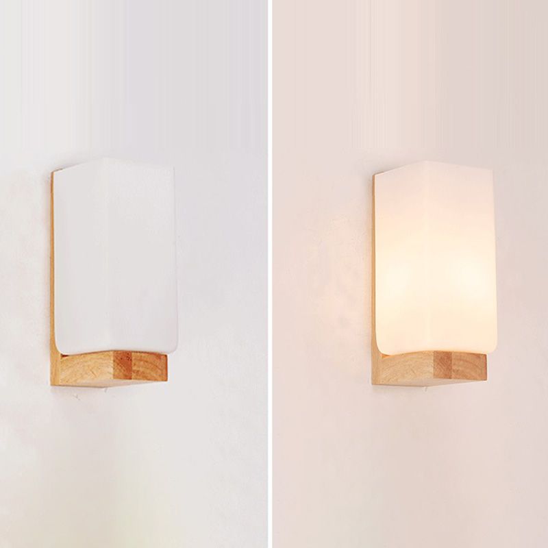 Luci di applique da parete di semplicità contemporanea con arte in legno per camera da letto