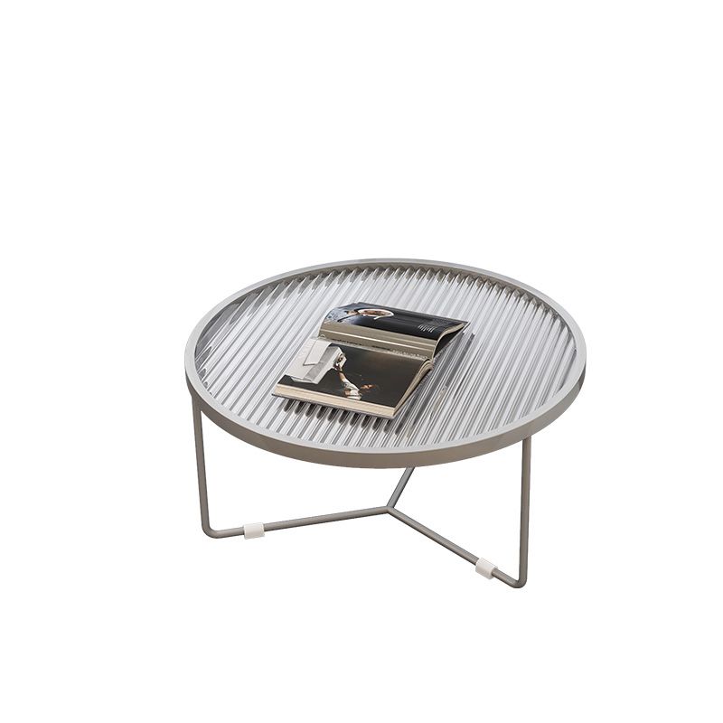 11.8"H Metal Frame Base Glass Round Table Top Coffee Table for Apartment