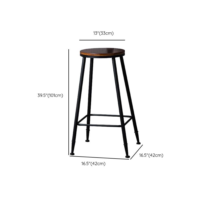 Industrial Solid Wood Counter Stool Metal Counter Height Stools for Home Use