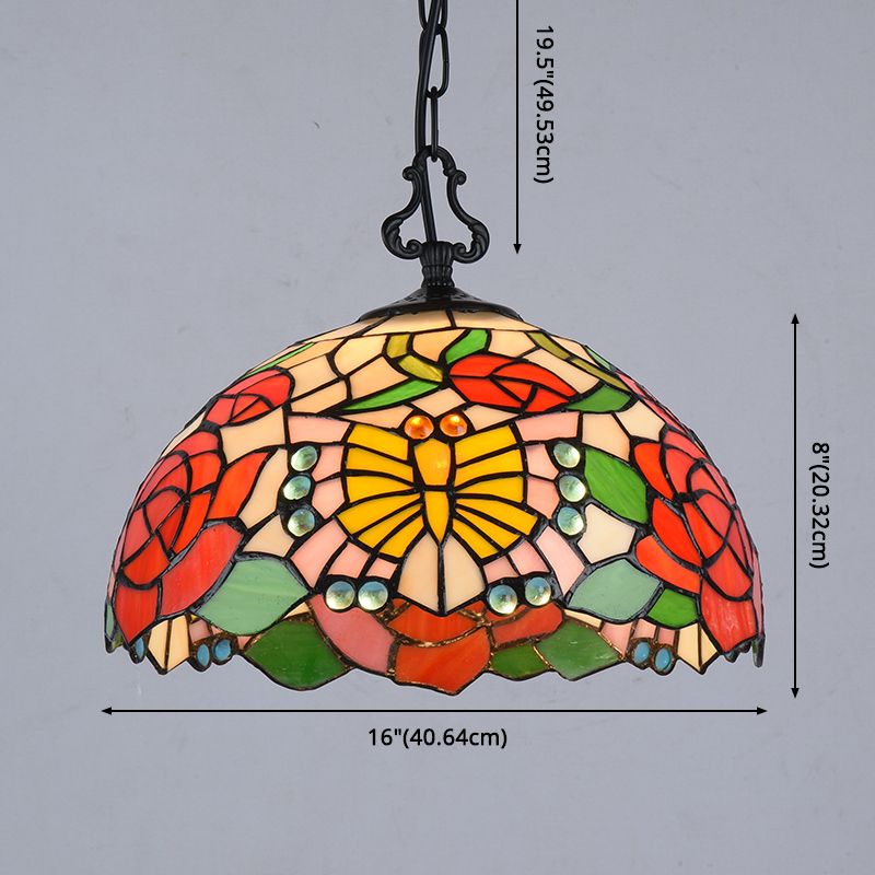 Baroque Hand Cut Glass Single Pendant Domed Suspended Lighting Fixture for Kitchen