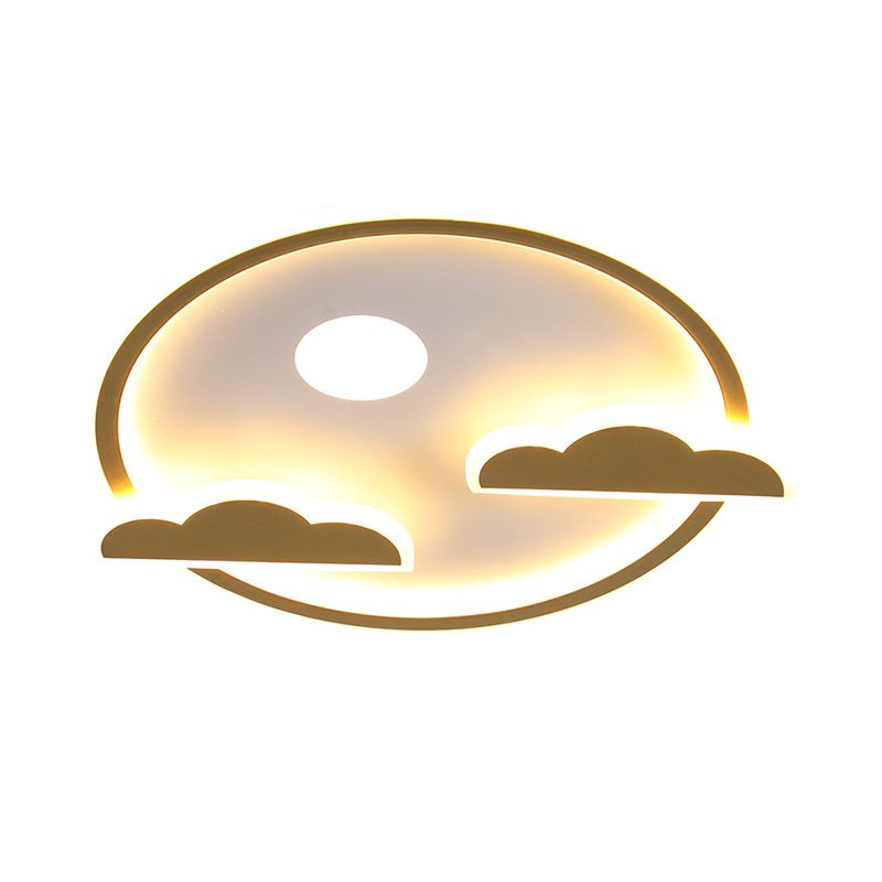 Acrylic Cloud and Moon Flush Mount Fixture Nordic LED Gold Flush Ceiling Light in White/Warm Light