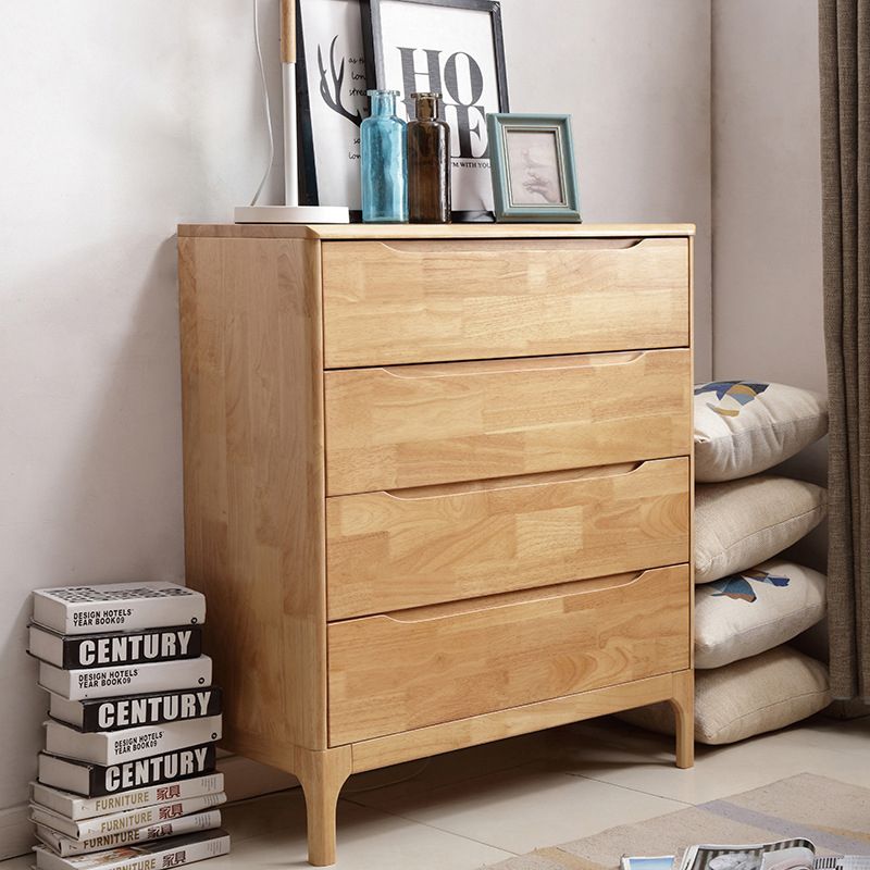 Rubber Wood Contemporary Storage Chest Bedroom Chest with Drawers