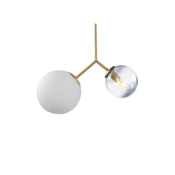 Lampada a ciondolo sfera di vetro sfera 2 luci lampadario contemporaneo in oro per bagno camera da letto