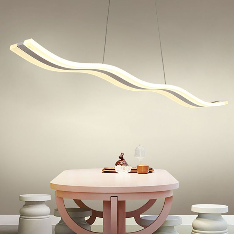 Liquid Flow Island Light Fixture Simplicity Acrylic White LED Pendant Lighting for Dinner