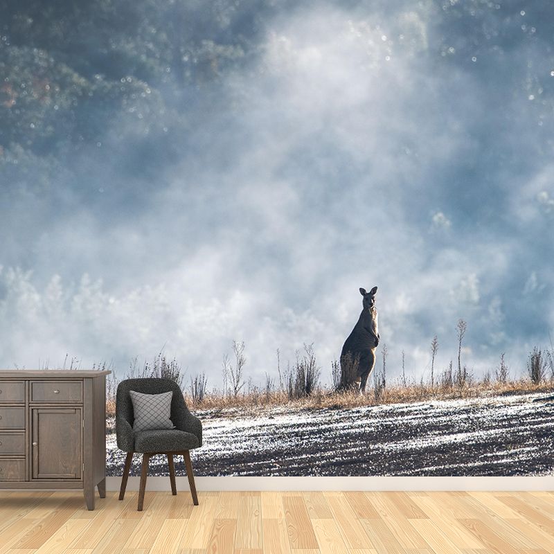 Strong Kangaroo Mural Photography Mildew Resistant Boys Room Mural Wall Art