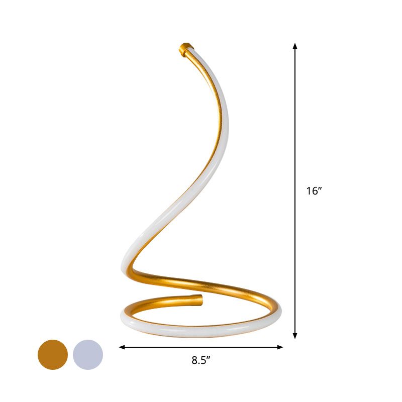 Curved Task Lighting Minimalist Acrylic LED Night Table Lamp in Gold/Silver, White/Warm Light