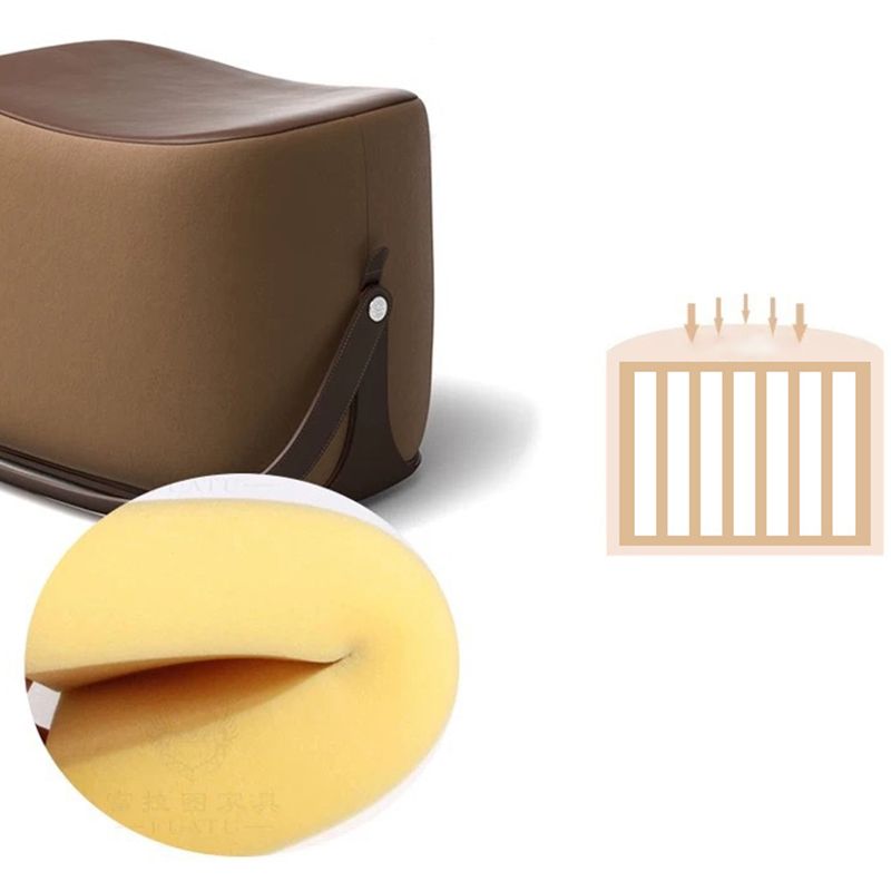 Modern PU Leather Sherpa Pouf Contrast Color Specialty Fade Resistant Ottoman Footrest