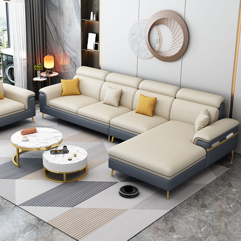 35.4"H Faux Leather Pillow Top Arm Sofa & Chaise for Living Room