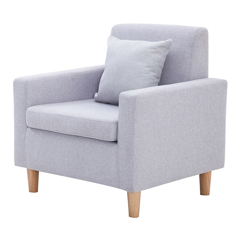 27.5"Wide Faux Leather/Linen Blend Tight Back Arm Chair with Basic Four Legs