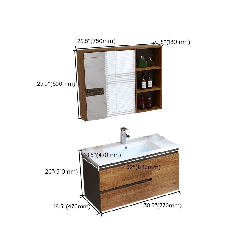 Traditional Sink Vanity Wooden Vanity Cabinet with Mirror Cabinet