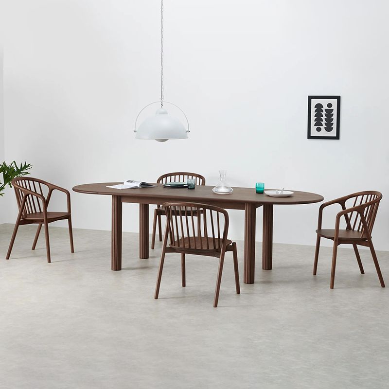 Modern Style Dining Oval Table Dining Wooden Table for Restaurant with Wood Legs