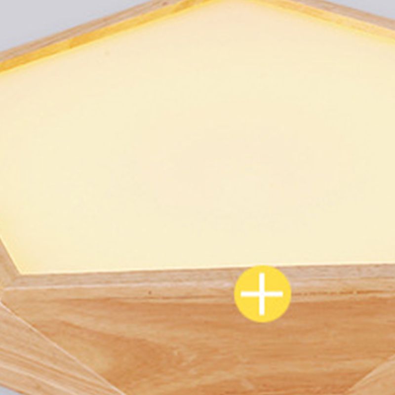 1 Light Geometric Flush Mount Contemporary Wood Flush Light for Bedroom