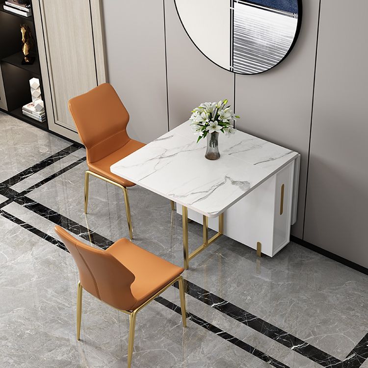 51.2''l Mesa de comedor de piedra sinterizada contemporánea Plegable mesa de comedor blanco para la cocina