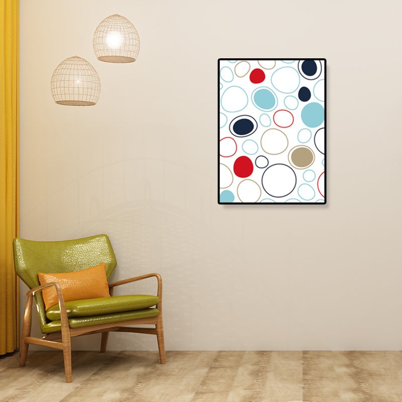 Geometrical Wall Art Nordic Lovely Bubbles Canvas Print in White for Living Room