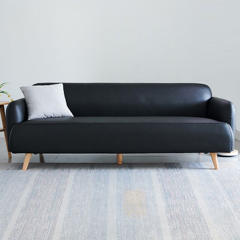 Faux Leather Recessed Arm Sofa Contemporary Standard Sofa, 31.49" W