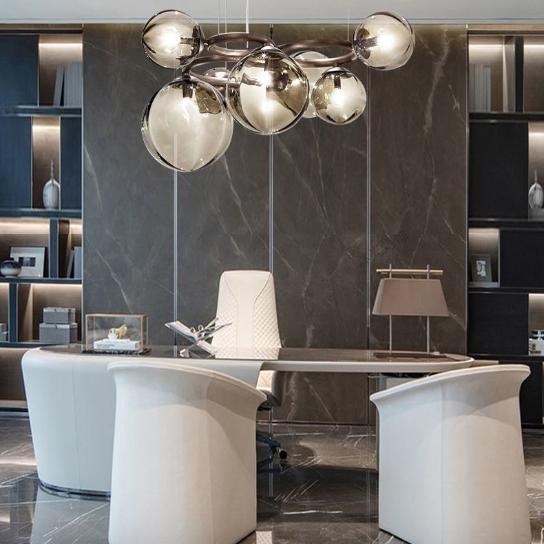 Kugelförmiger Kronleuchter 2 Farbe Optionaler minimalistischer Kronleuchter für Esszimmer Schlafzimmer