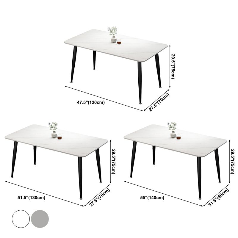 Rectangle Sintered Stone Two-Color Dining Table Simplicity 4 Legs Table for Dining Room