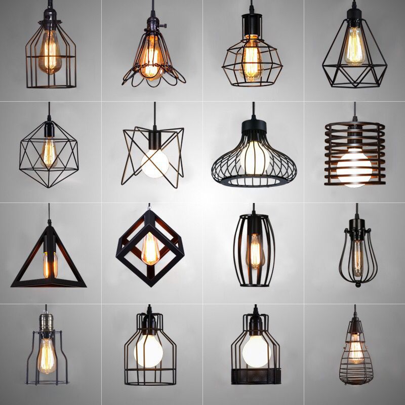 1 licht gekooide hangende verlichtingsarmaturen retro industriële stijl metallic hangende hanglampen voor bar